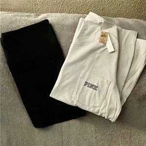 Victoria Secret Pink bike shorts and campus pocket tee